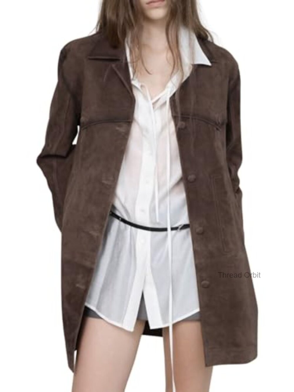 Faux Suede Shacket Button Down Oversized Jacket Coat - Picture 1 of 4